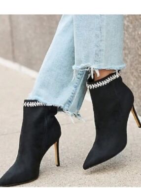 Express Rhinestone Embellished Thin Heel Booties Size 7